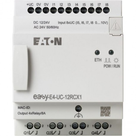 EASY-E4-UC-12RCX1 197212 4500547 EATON ELECTRIC Control relays, easyE4 (expandable, Ethernet), 12/24 V DC, 2..