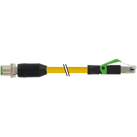 7000-44711-6751000 MURRELEKTRONIK M12 male 0° / RJ45 male 0° Ethernet PUR 2x2xAWG22 shielded yellow UL/CSA +..