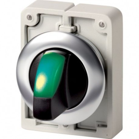 M30I-FWLK-G 188198 EATON ELECTRIC Selector luminoso Maneta corta Retorno 2 posiciones Verde Anillo Inoxidabl..