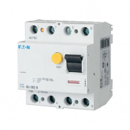 PFIM-40/4/003-110 116404 EATON ELECTRIC Устройство защиты от аварийного тока 40A 4-полюсн. 30 мА тип AC