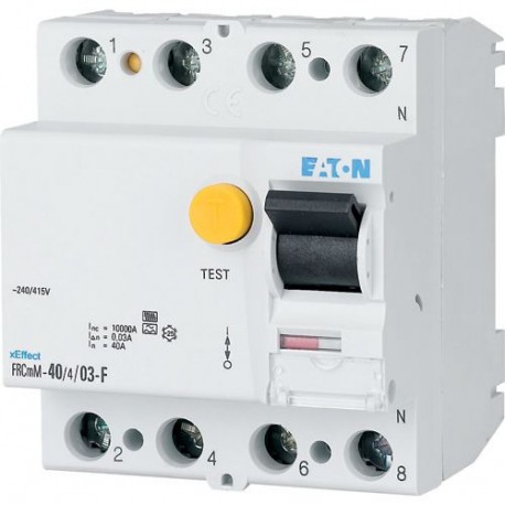FRCMM-100/4/003-G/F 187412 EATON ELECTRIC Residual current circuit breaker (RCCB), 100A, 4p, 30mA, type G/F