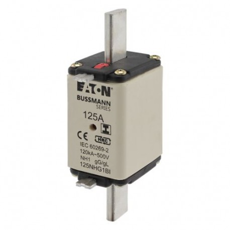125NHG1BI EATON ELECTRIC Fuse-link, LV, 125 A, AC 500 V, NH1, gL/gG, IEC, dual indicator, insulated gripping..