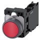 3SU1130-0AB20-3FA0 SIEMENS bouton, 22 mm, rond, Plastique avec collerette métal, rouge, bouton poussoir, pla..