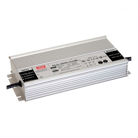 HLG-480H-48AB MEANWELL AC-DC Single output LED driver Mix mode (CV+CC) with built-in PFC, Output 48VDC / 10A..