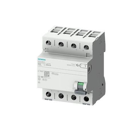 5SV3647-5 SIEMENS interruptor diferencial, 4 polos, Tipo B, selectivo, Entrada: 80 A, 300 mA, Un AC: 400 V