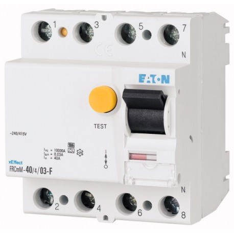 FRCMM-80/4/05-S/F 187447 EATON ELECTRIC Residual interruptor de circuito de corriente (RCCB), 80A, 4p, 500mA..